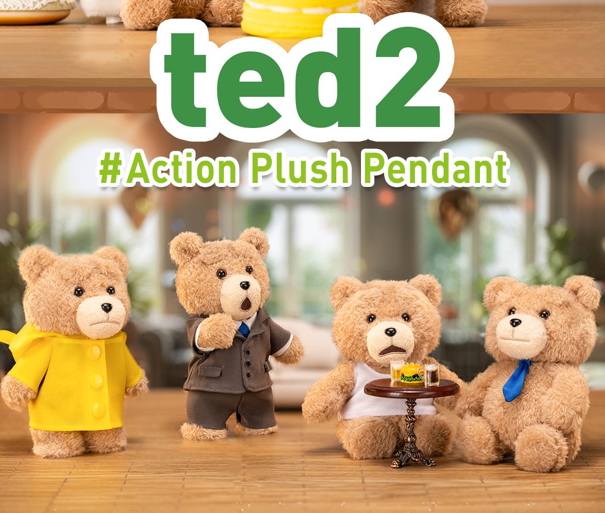 Ted2 Teddy Bear アクションぬいぐるみペンダント シリーズ | ポップマート