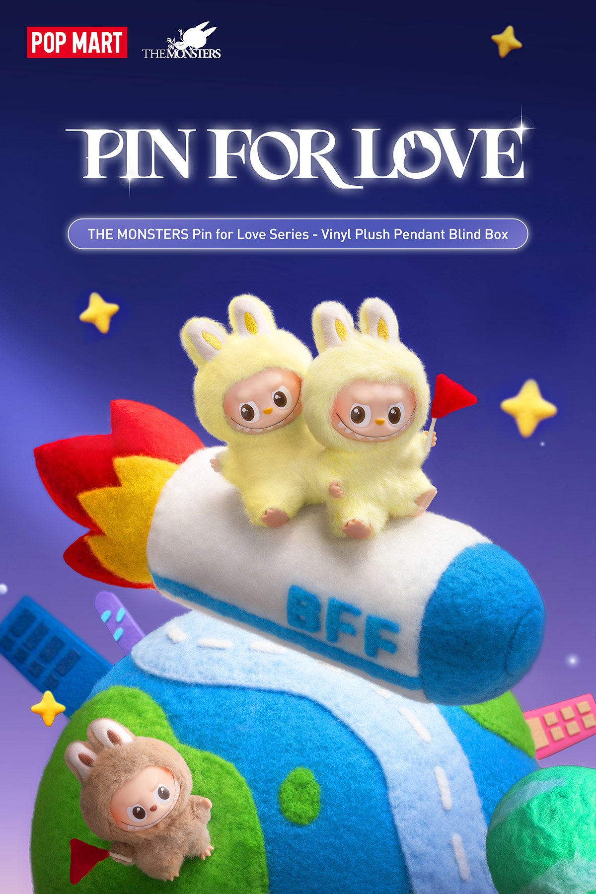 THE MONSTERS PIN FOR LOVE SERIES-Vinyl Plush Pendant Blind Box