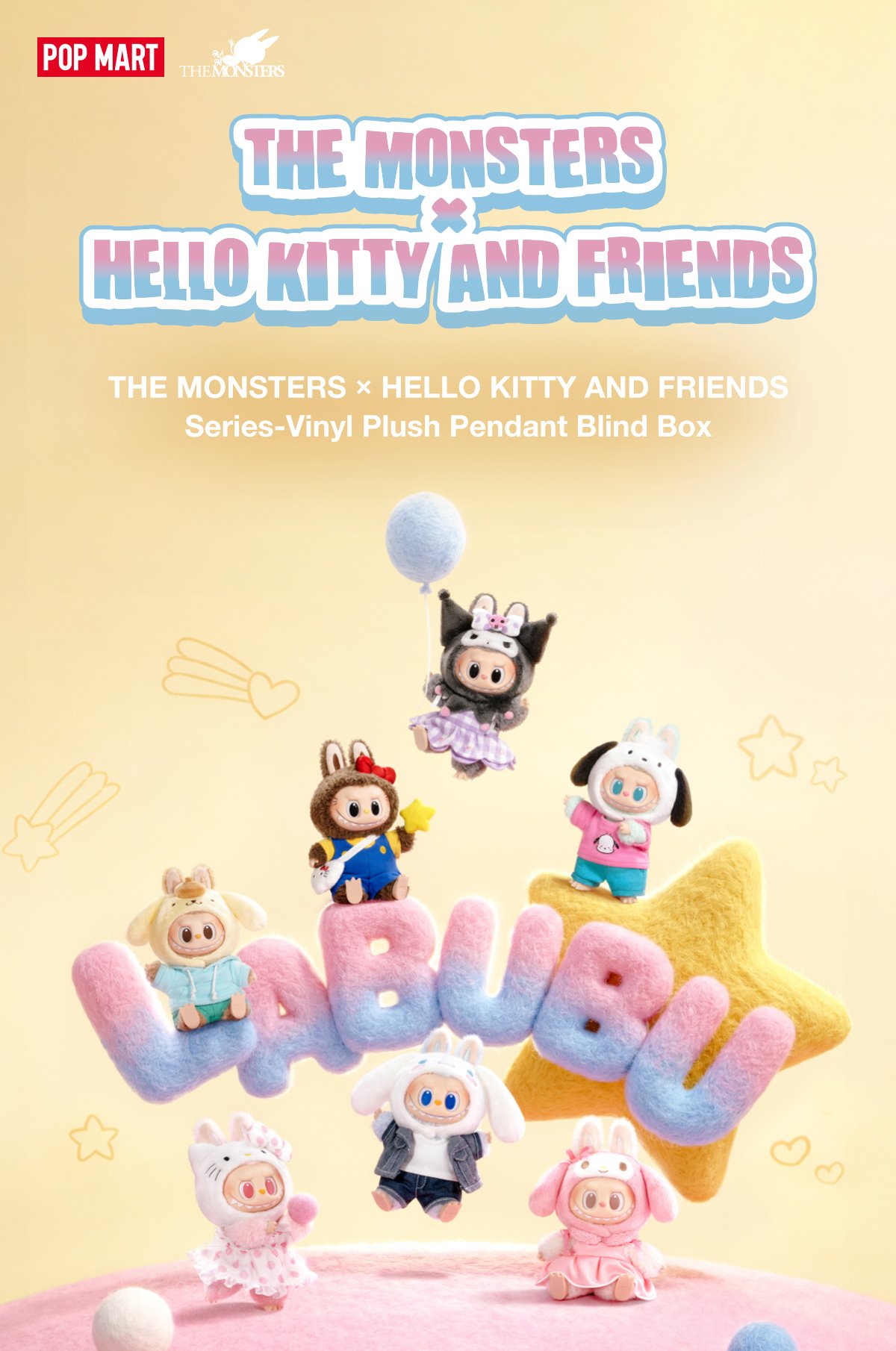 THE MONSTERS × Hello Kitty and Friends Series-Vinyl Plush Pendant