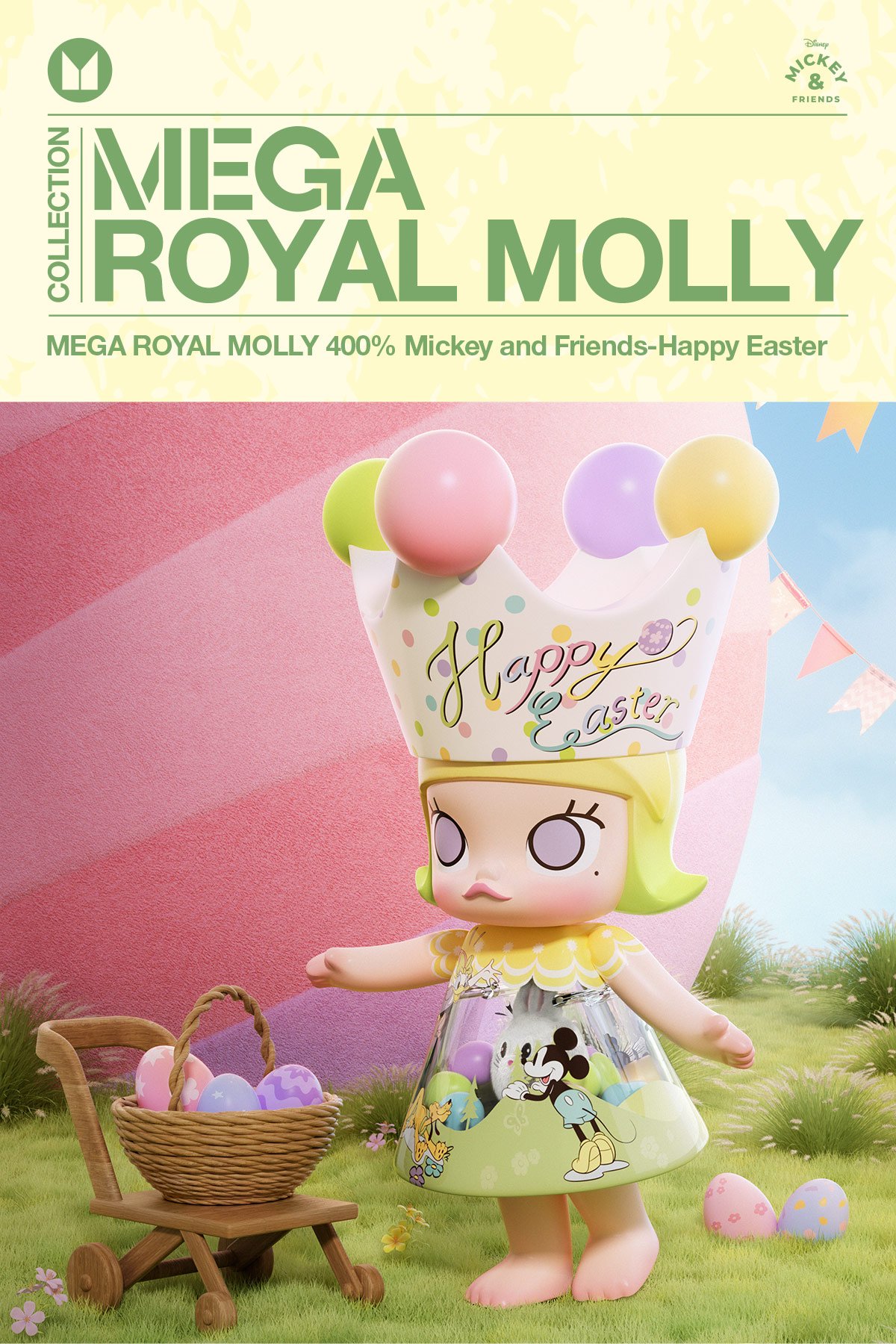 MEGA ROYAL MOLLY 400% Mickey and Friends-Happy Easter | POP MART