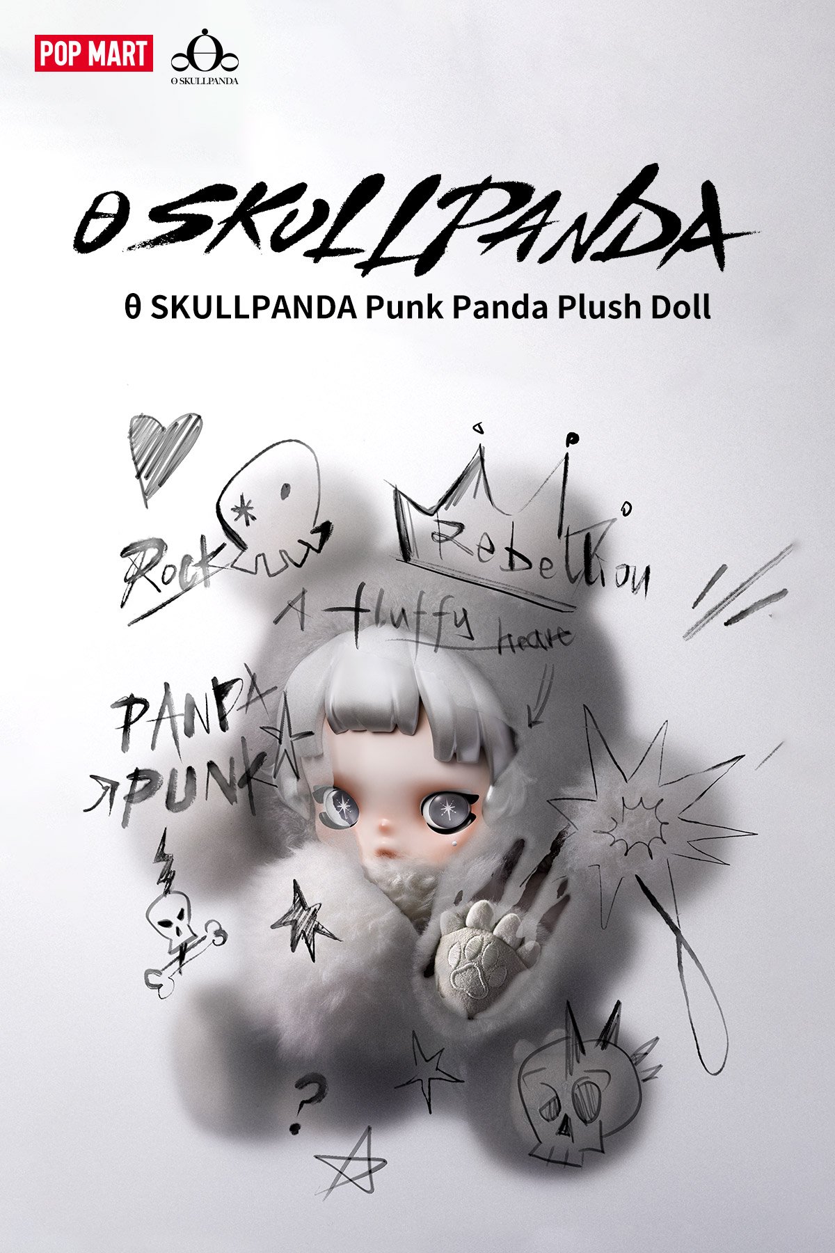 θ SKULLPANDA Punk Panda ぬいぐるみ | POP MART (Japan)