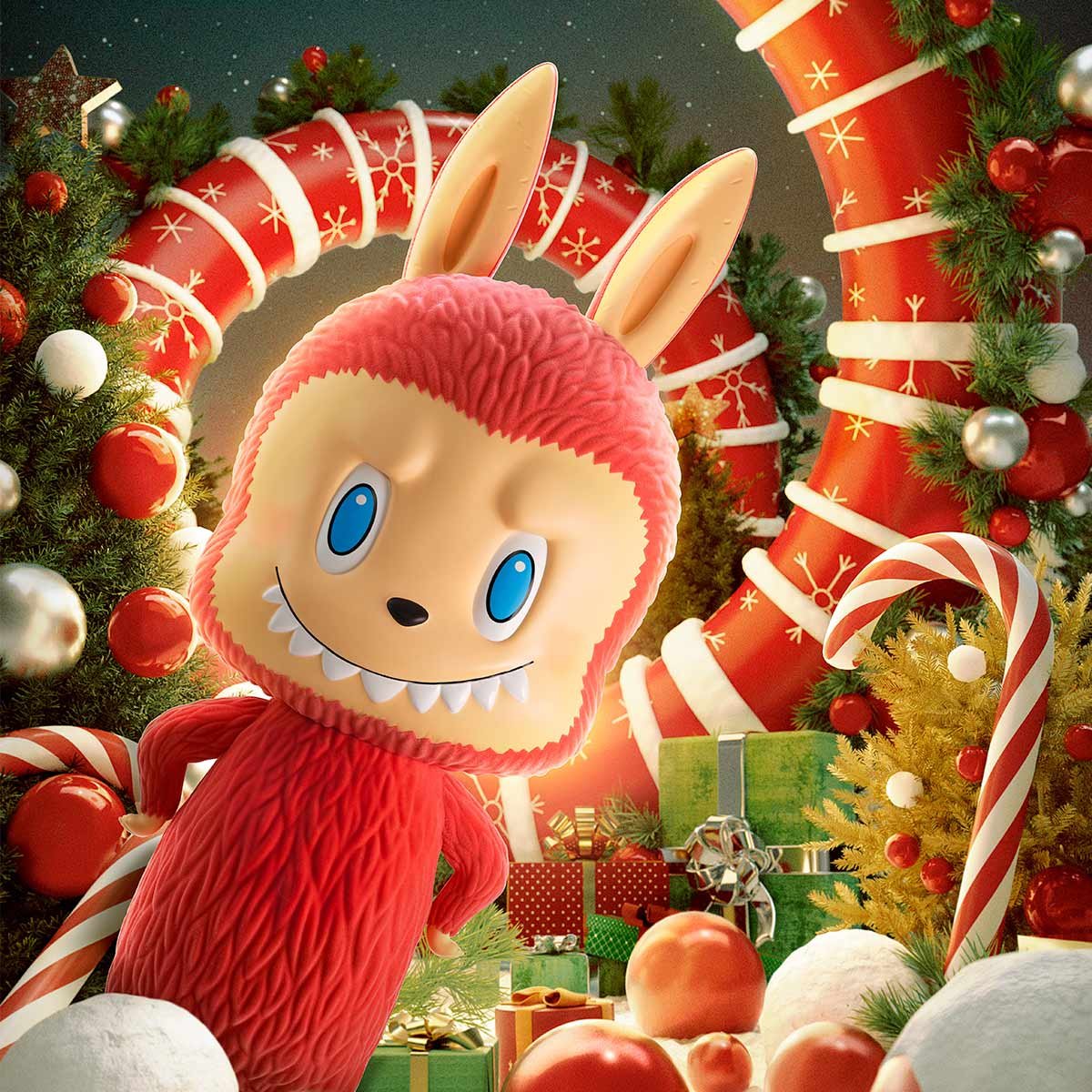 ぬいぐるみ POPMART MEGA LABUBU 1000% WINTER HOLIDAY MEGA LABUBU TEC 1000% Winter Holiday | POP MART (Australia)