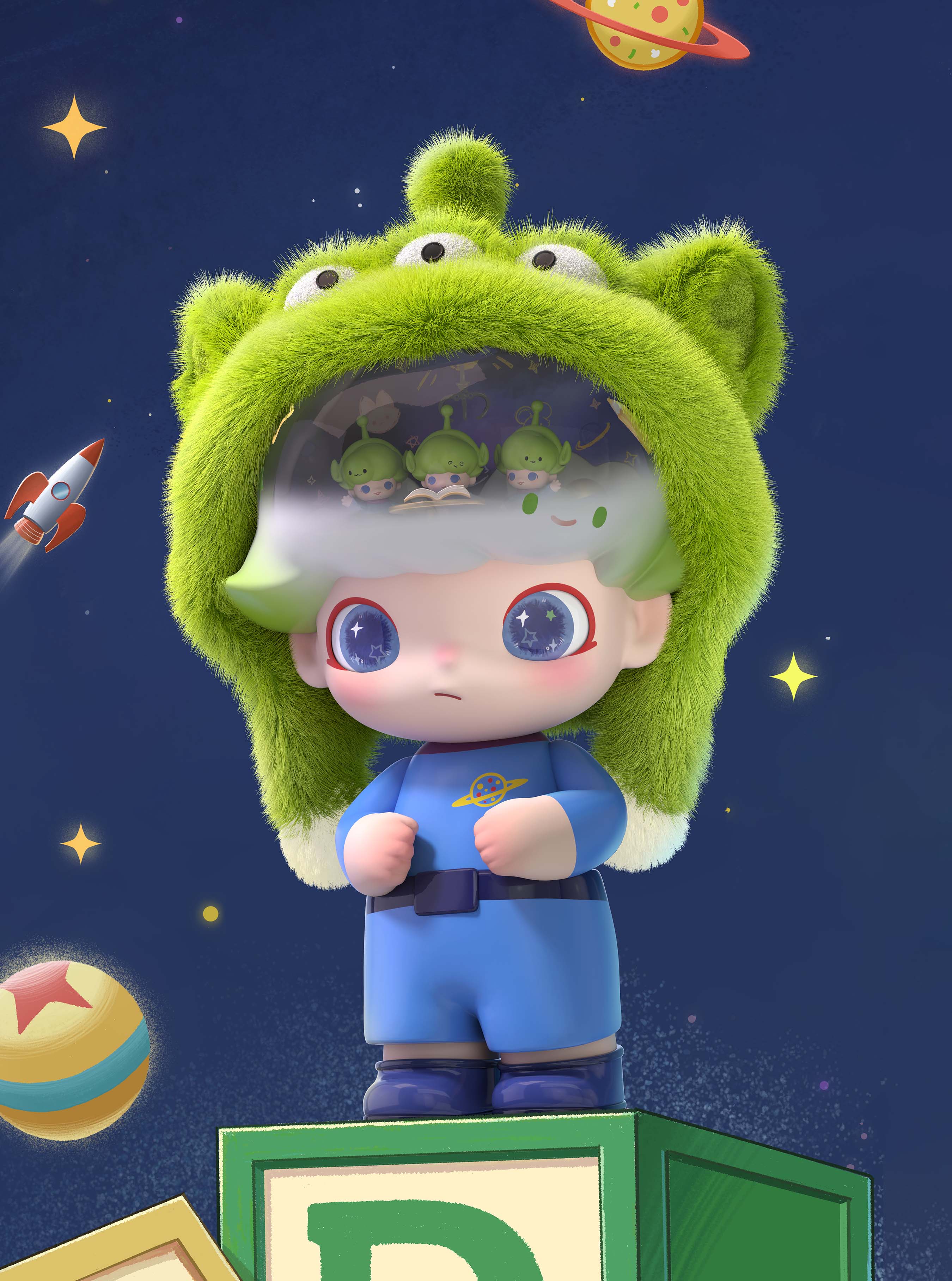 MEGA JUST DIMOO 700% PIXAR-Alien