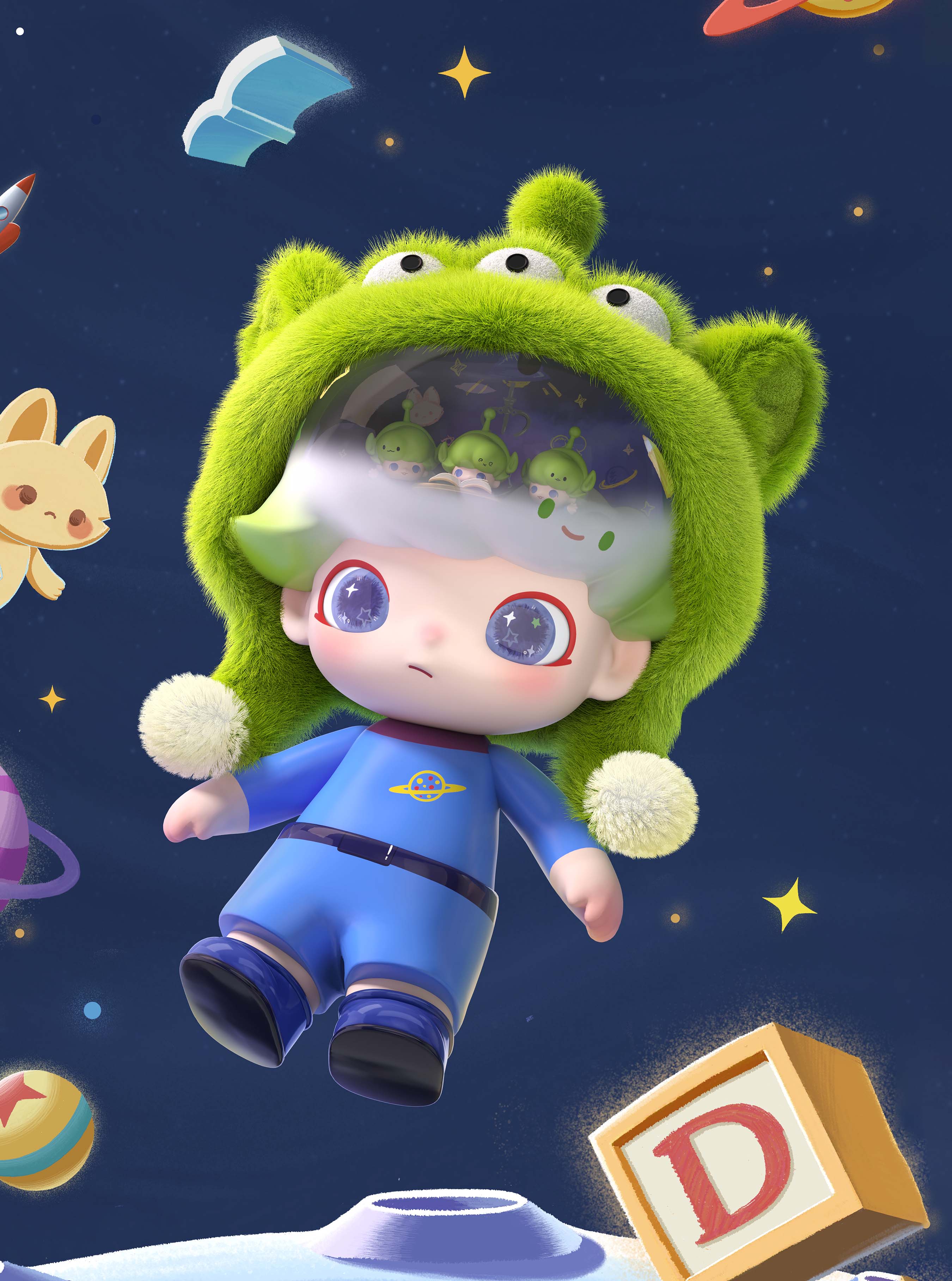 MEGA JUST DIMOO 400% PIXAR-Alien